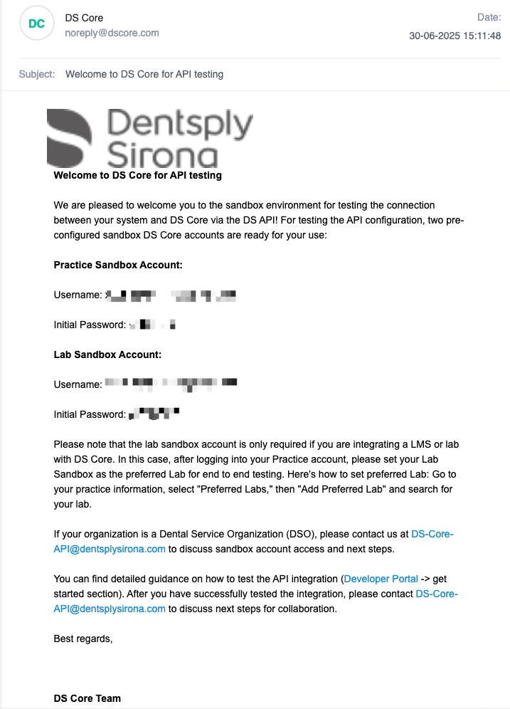 Sandbox account email